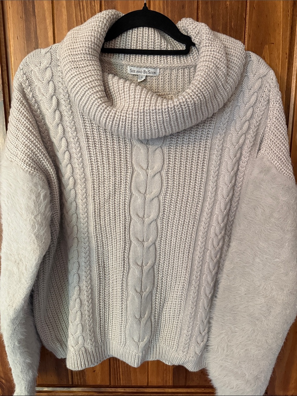 Cream Cable Cowl Neck Sweater
